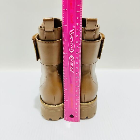 Michael Kors Tatum US 8 Combat Boots Brown Faux Leather Ankle Zip NWOB $225 - Picture 6 of 9